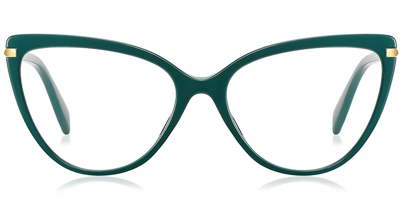 V10 Dark Green Cat Eye Glasses
