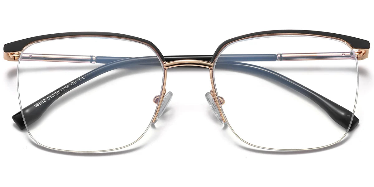 H8 Black Gold Square Eye Glasses