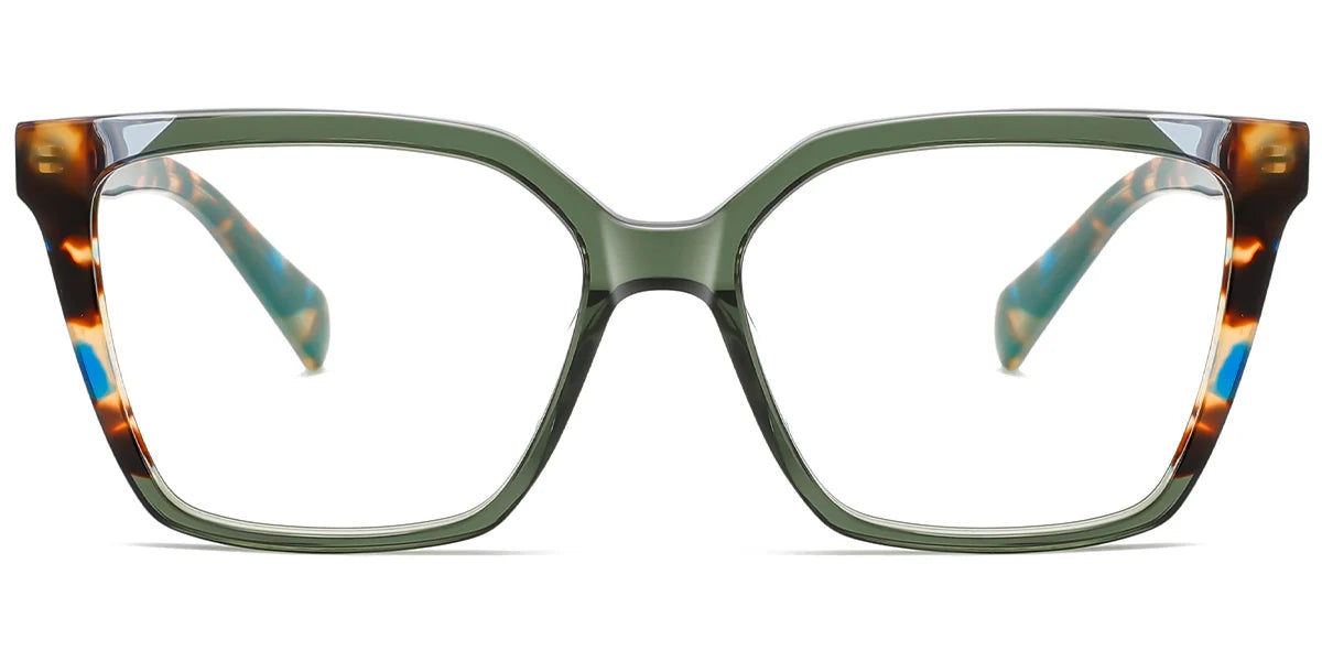 V6 Green Square Pattern Eyeglasses