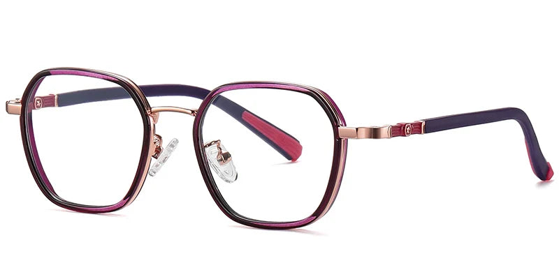 K10 Purple Geometric Kids Eye Glasses