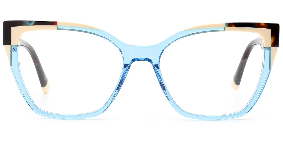 Z4 Light Blue Pattern Cat Eyeglasses