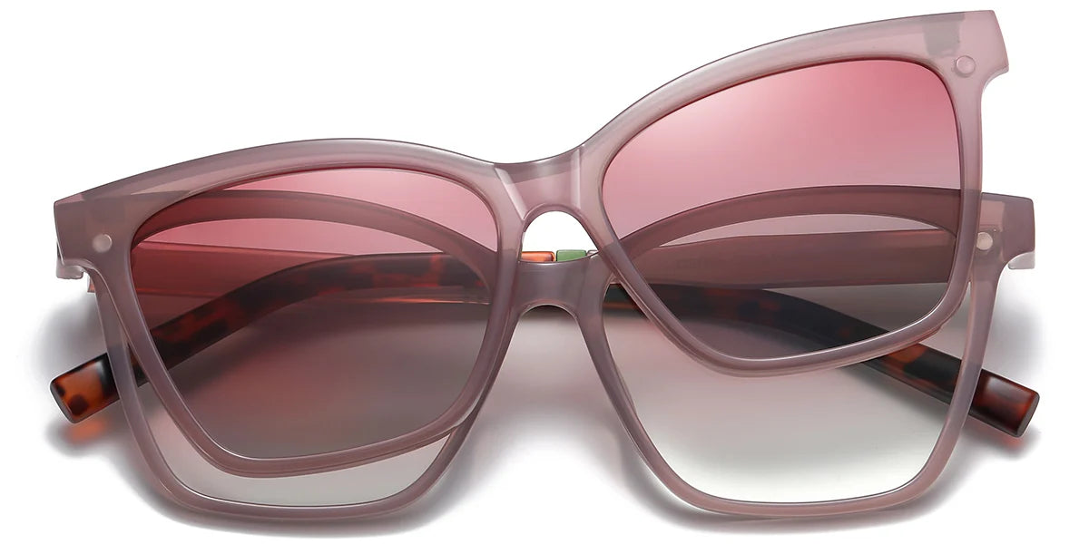 KO2 Pink Square Clip On Eyeglasses