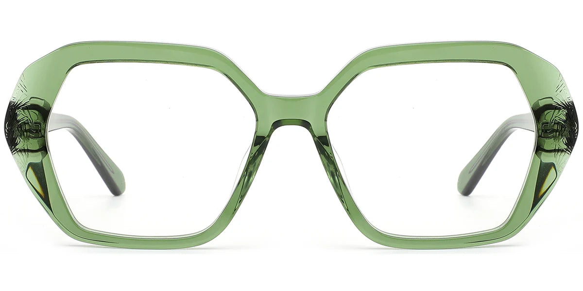V3 Green Large Square Eyeglasses