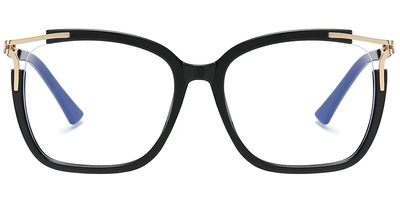O2 Black and Gold Square Eyeglasses