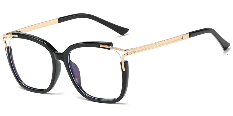 O2 Black and Gold Square Eyeglasses