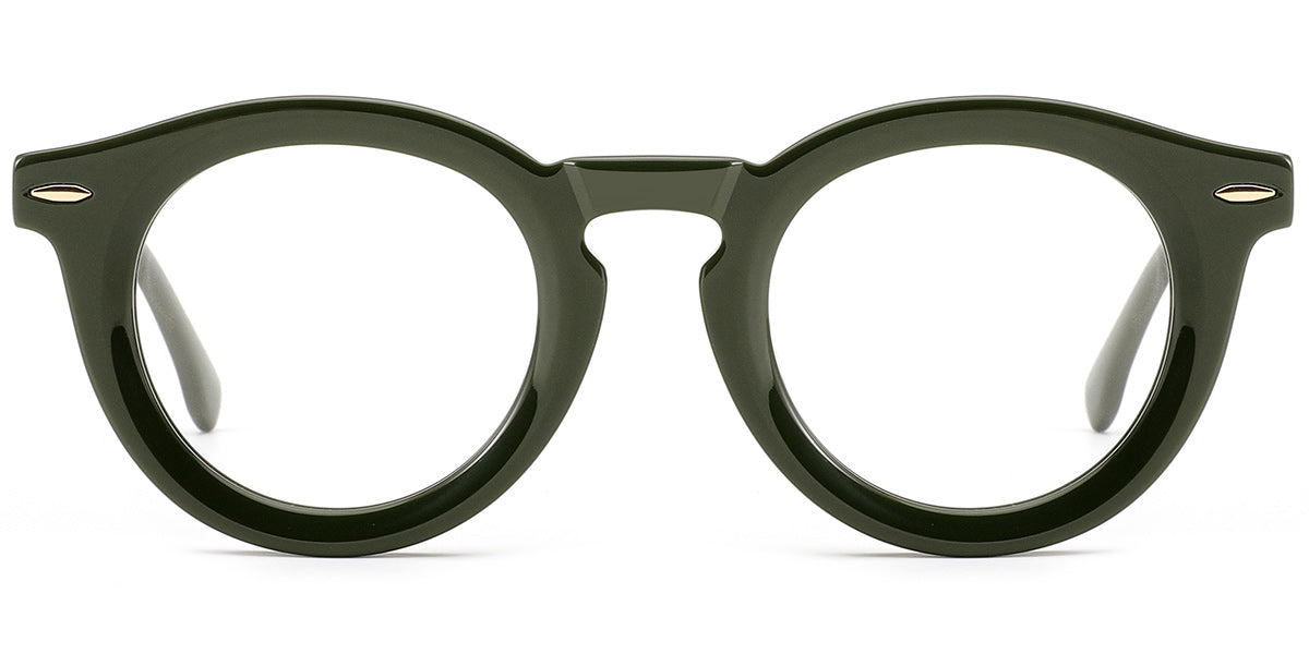 ER4 Dark Green Round Acetate Eyeglasses