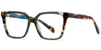 V6 Green Square Pattern Eyeglasses