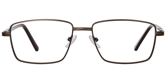 O8 Brown Metal Rectangle Eye Glasses