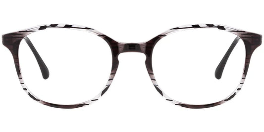 H4 Black Pattern Square Eye Glasses