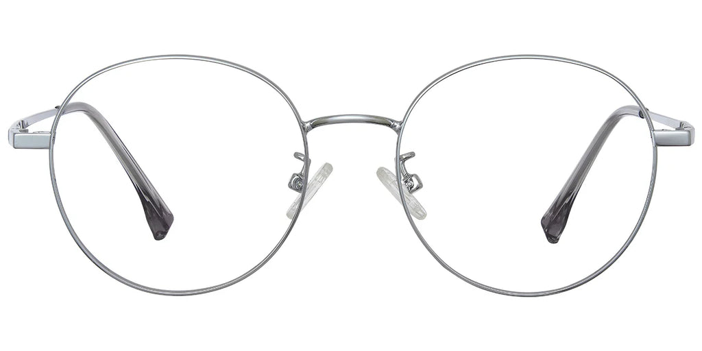 H15 Grey Silver Round Eyeglasses