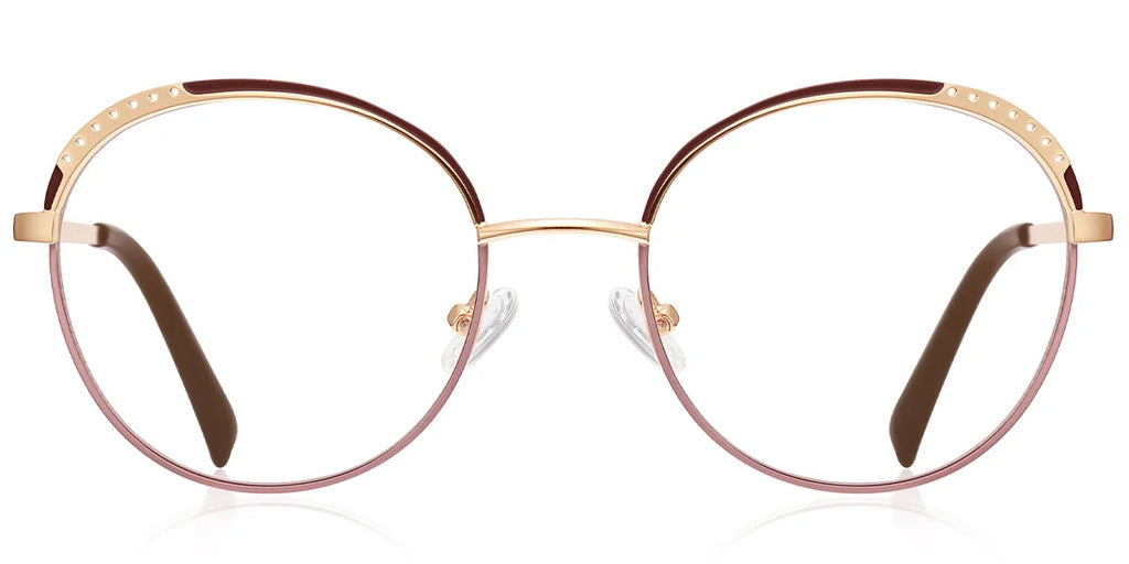 ER8 Brown Metal Oval Eyeglasses