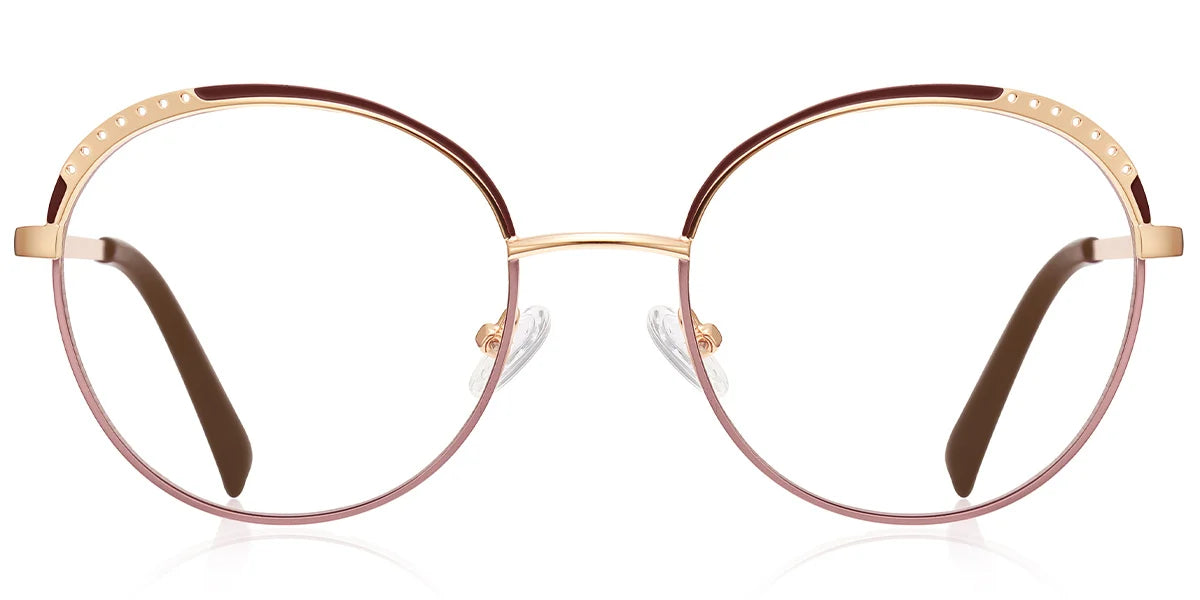 ER8 Brown Metal Oval Eyeglasses