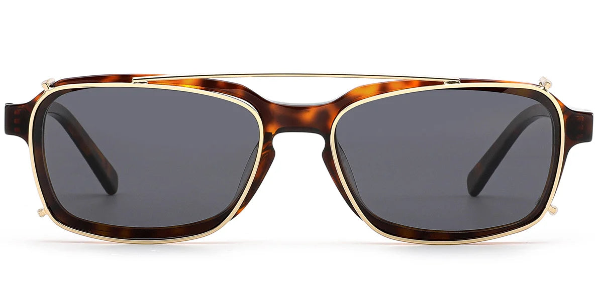 CZ6 Rectangle Tortoiseshell Cliponz Eyeglasses