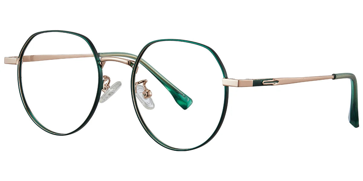 H3 Green Gold Round Eye Glasses
