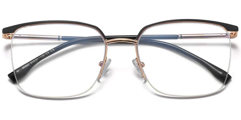 H8 Black Gold Square Eye Glasses