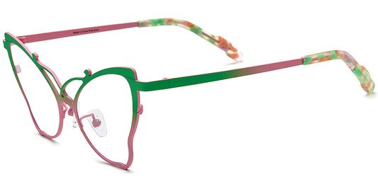 SS5 Green Pink Butterfly Eyeglasses