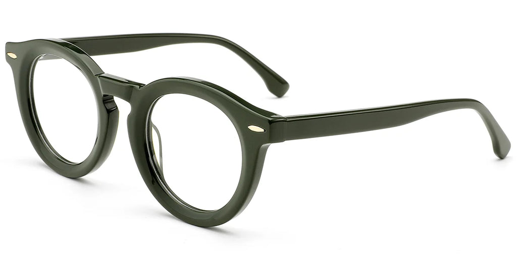 ER4 Dark Green Round Acetate Eyeglasses