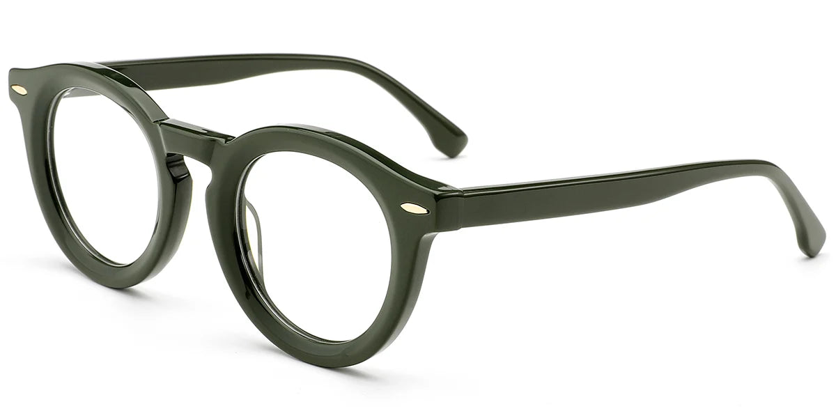 ER4 Dark Green Round Acetate Eyeglasses