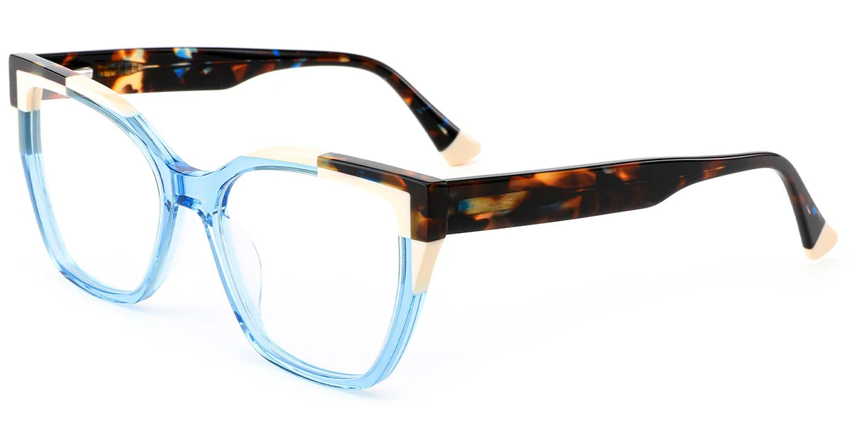 Z4 Light Blue Pattern Cat Eyeglasses