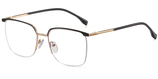 H8 Black Gold Square Eye Glasses