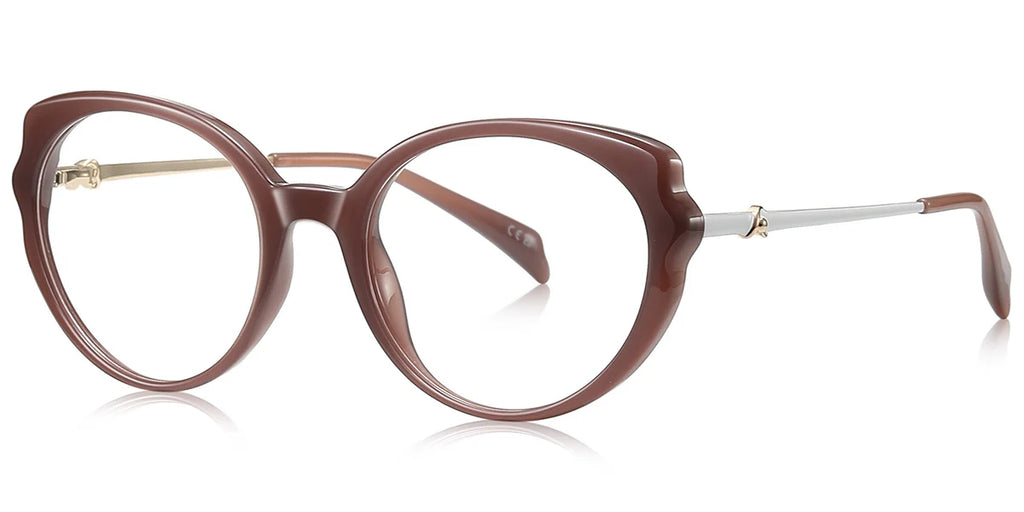 BR2 Brown Oval Trimmed Eyeglasses
