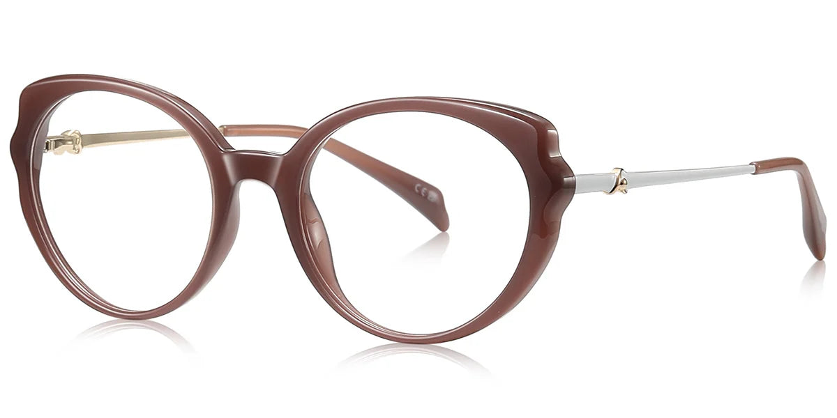 BR2 Brown Oval Trimmed Eyeglasses