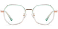 V7 Green Gold Geometric Eyeglasses