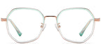 V7 Green Gold Geometric Eyeglasses