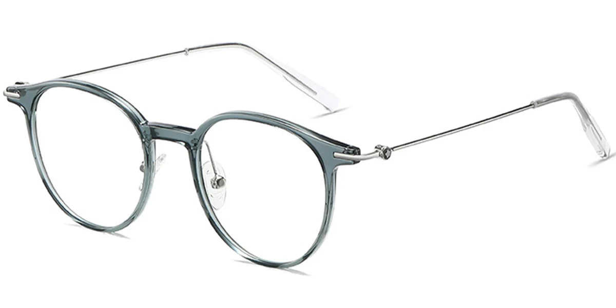 ER7 Grey Green Round Metal Eyeglasses