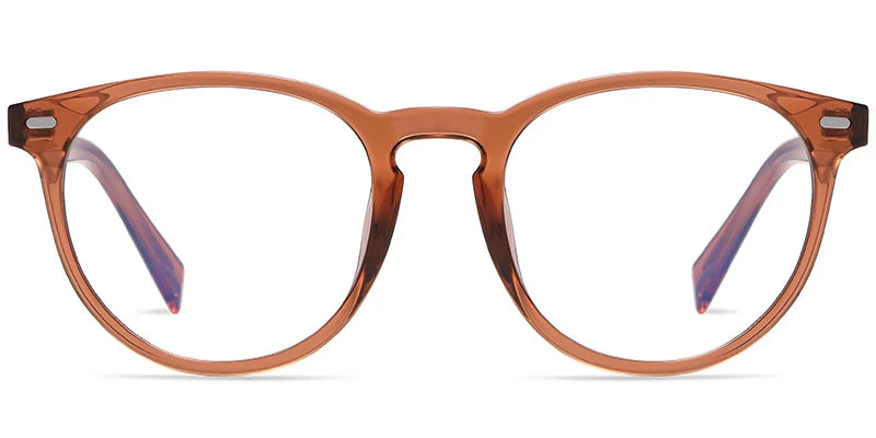 BR6 Brown Clear Oval Eyeglasses