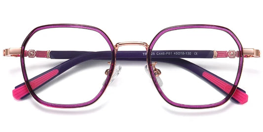 K10 Purple Geometric Kids Eye Glasses