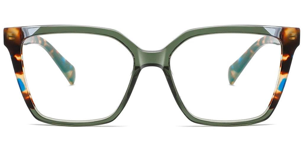 V6 Green Square Pattern Eyeglasses