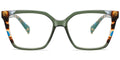 V6 Green Square Pattern Eyeglasses