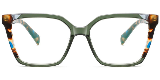 V6 Green Square Pattern Eyeglasses