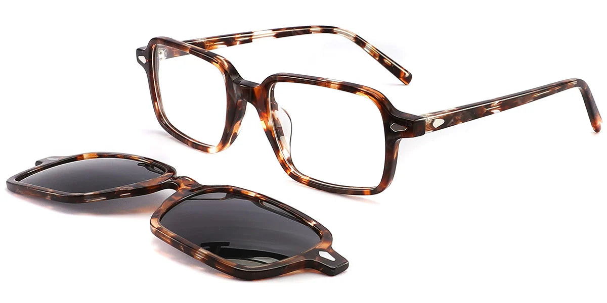 CL7 Clip On Brown Pattern Eyeglasses