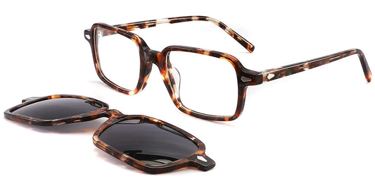 CL7 Clip On Brown Pattern Eyeglasses