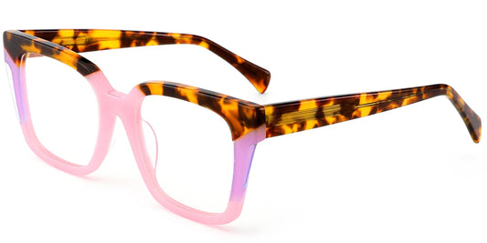 P8 Pink Pattern Square Eyeglasses