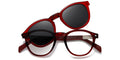 CL12 Red Square Clip On Eyeglasses