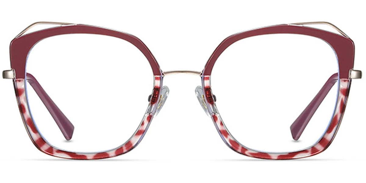SS14 Burgundy Pattern Large Square Eyeglasses