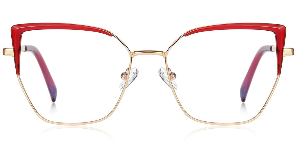 RV6 Red Square CatEye Metal Eyeglasses