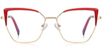 RV6 Red Square CatEye Metal Eyeglasses