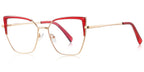 RV6 Red Square CatEye Metal Eyeglasses