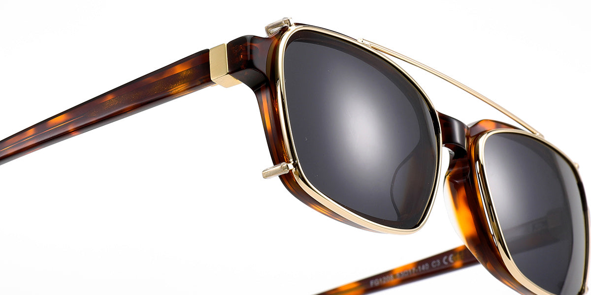 CZ6 Rectangle Tortoiseshell Cliponz Eyeglasses