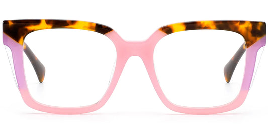 P8 Pink Pattern Square Eyeglasses