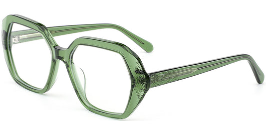 V3 Green Large Square Eyeglasses