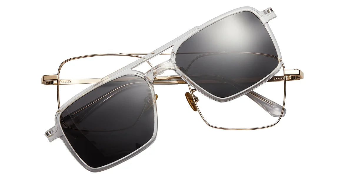 CL11 Aviator Gold Grey Clip On Eyeglasses