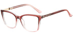 RV3 Red Translucent Square Eyeglasses