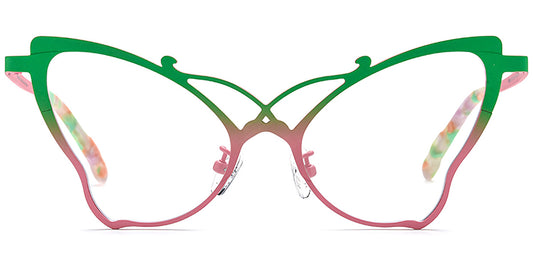 SS5 Green Pink Butterfly Eyeglasses