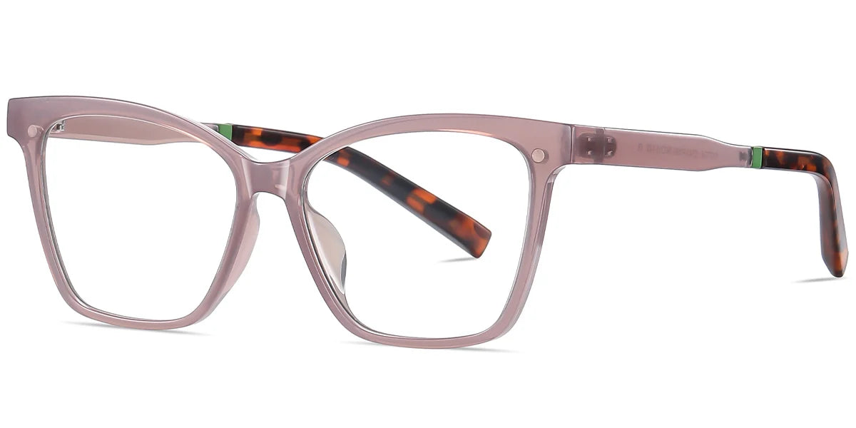 KO2 Pink Square Clip On Eyeglasses