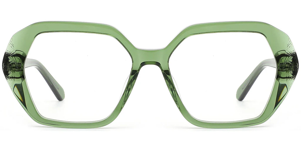 V3 Green Large Square Eyeglasses